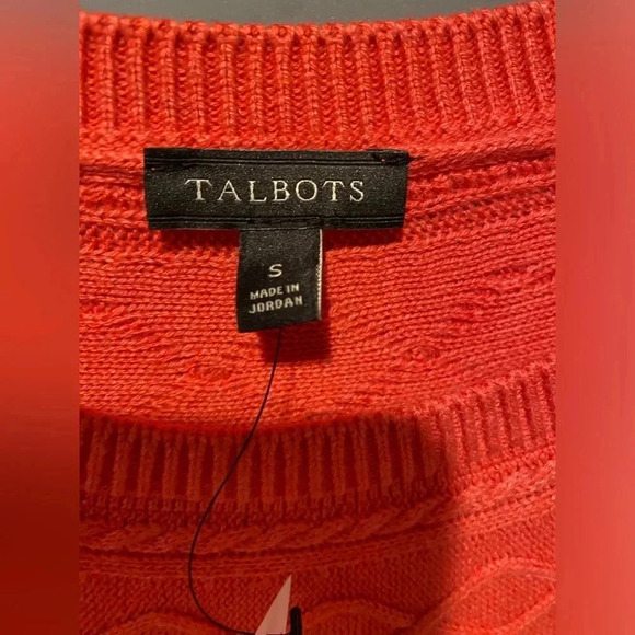 Talbots Womens CORAL Cable Knit Raglan Cashmere Blend Crewneck Sweater Small NEW - Picture 6 of 16